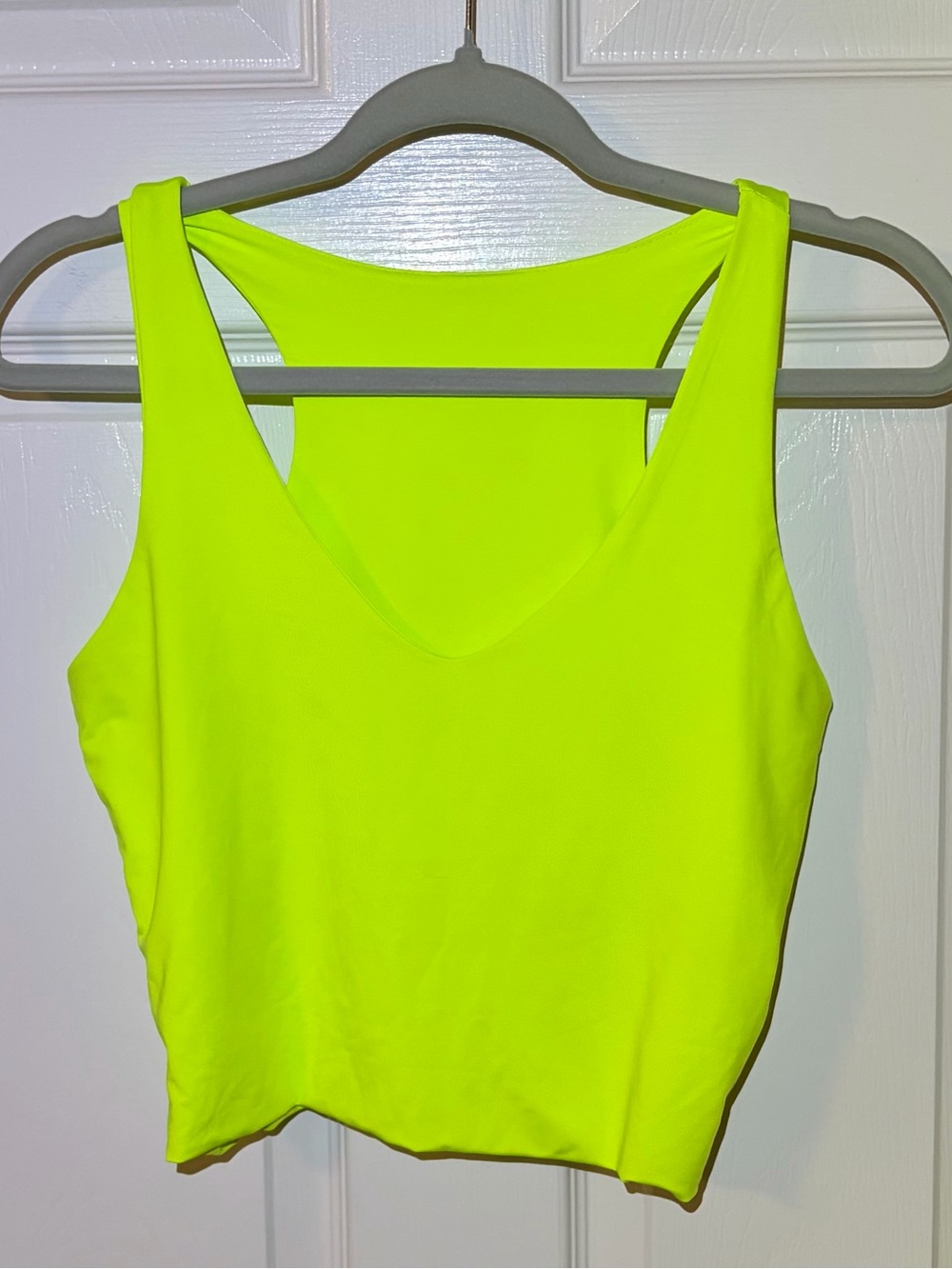 High Visibility Neon Yellow Scoop Neck Lined Tank Top. Size Large